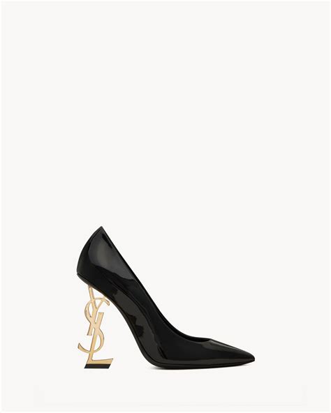 gold and black ysl heels|YSL closed toe heels.